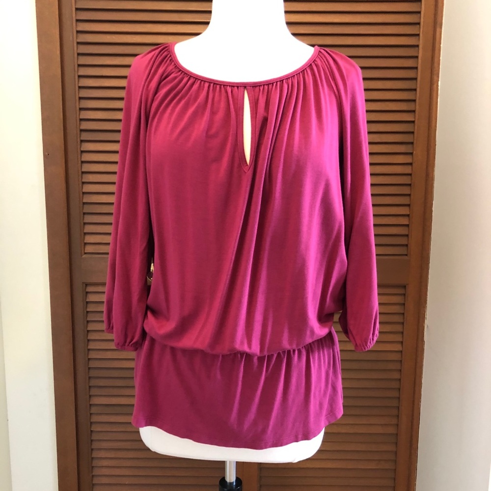 Karen Kane pink blouson top L large